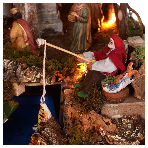 Nativity scene with lights and waterfall 70x120x75 cm Nativity scene 10 cm 3