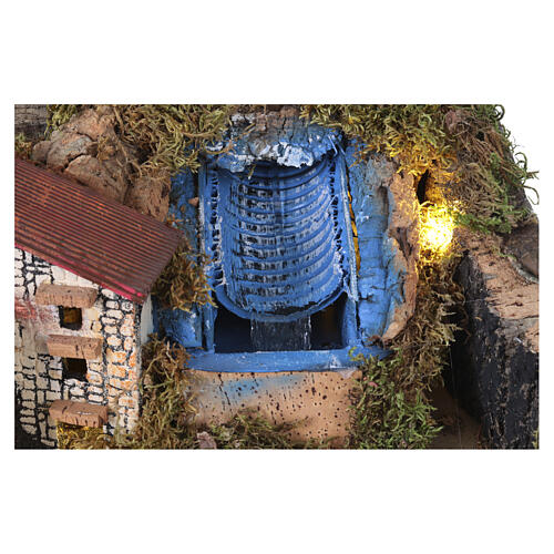 Neapolitan Nativity scene with fountain and waterfall 45x100x60 4