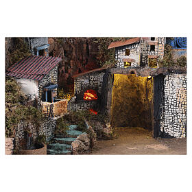 Neapolitan nativity village setting for 14-16 cm with fountain waterfall 45x100x60 cm