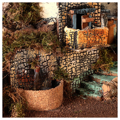 Neapolitan nativity village setting for 14-16 cm with fountain waterfall 45x100x60 cm 4