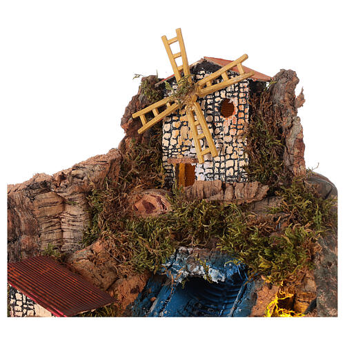 Neapolitan nativity village setting for 14-16 cm with fountain waterfall 45x100x60 cm 7