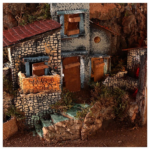 Neapolitan nativity village setting for 14-16 cm with fountain waterfall 45x100x60 cm 8