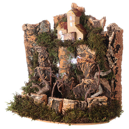 Landscape Nativity scene with lights 25x20x25 for statues 10-12 cm 2