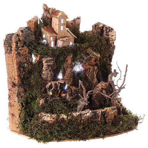 Landscape Nativity scene with lights 25x20x25 for statues 10-12 cm 3