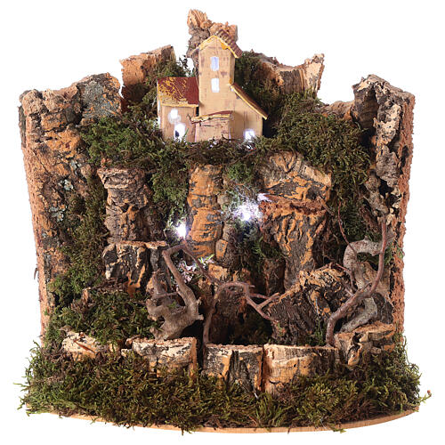 Paesaggio presepe con luci 25x20x25 per statue 10-12 cm 1