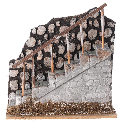 Schody z balustradą i murkiem, 10x15x15 cm, do figurek 12 cm 1
