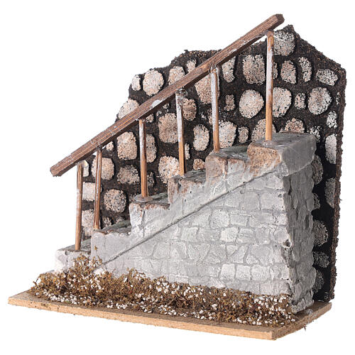 Schody z balustradą i murkiem, 10x15x15 cm, do figurek 12 cm 3