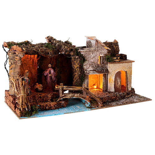 Nativity set 50x25x25 cm with lights and Holy Family 10 cm 4