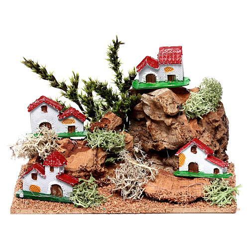 Mountain village with painted houses nativity 10-16 cm 10x10 cm 1