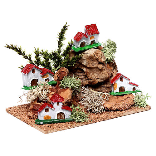 Mountain village with painted houses nativity 10-16 cm 10x10 cm 3