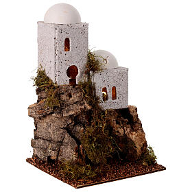 Dorf beleuchtet mit Minarett für Krippe, 15x10x10 cm