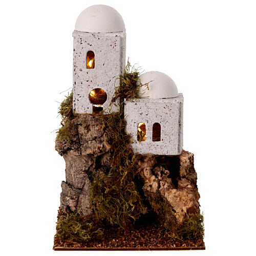 Dorf beleuchtet mit Minarett für Krippe, 15x10x10 cm 4