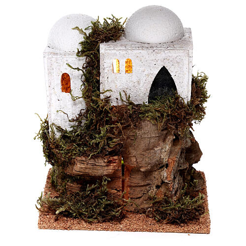 Miniature lighted village with minarets nativity 8-16 cm 15x10x10 cm 1