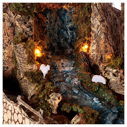 Wasserfall mit Pumpe und Lichter für Krippe, 60x35x45 cm 4