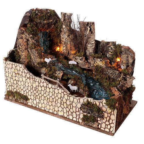 Waterfall with brook and water pump 60x35x45 cm with lights for Nativity Scene with 10-12 cm characters 3