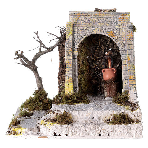 Fountain figurine with pump and arch 25x20x25 cm nativity 8-10 cm 1