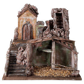 Village with mill, waterfall and light 50x45x55 cm for Nativity Scene with 12 cm characters