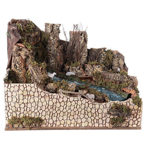 Village with mill, waterfall and light 50x45x55 cm for Nativity Scene with 12 cm characters 6