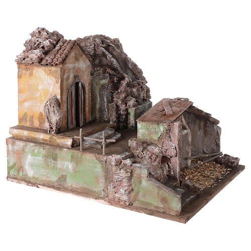 Village with mill and waterfall 50x45x55 cm with lighting for Nativity Scene with 12 cm figurines 3
