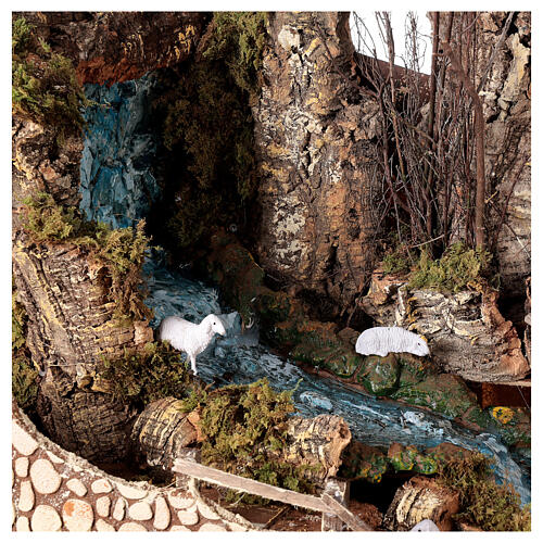 Village with mill and waterfall 50x45x55 cm with lighting for Nativity Scene with 12 cm figurines 8