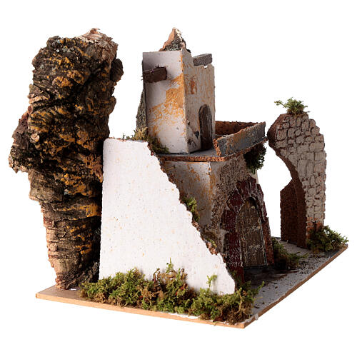 Casolare con scalinata 20x20x15 cm presepe 8 cm 3
