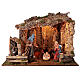 Illuminated stable 55x75x40 cm with Nativity statues of 30 cm s1