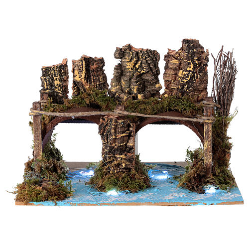 Bridge on a river with lights 20x15x15 cm for Nativity Scene with 8-10 cm characters 1