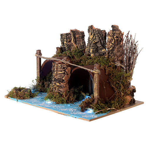 Bridge on a river with lights 20x15x15 cm for Nativity Scene with 8-10 cm characters 2