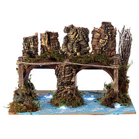 Ponte su fiume con luci 20x15x15 presepe 8-10 cm