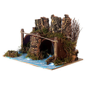 Ponte su fiume con luci 20x15x15 presepe 8-10 cm