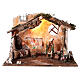 Nativity Scene stable with Holy Family, lights and fire 50x25x35 cm characters of 16 cm s1