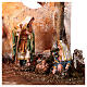 Nativity Scene stable with Holy Family, lights and fire 50x25x35 cm characters of 16 cm s2