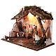 Nativity Scene stable with Holy Family, lights and fire 50x25x35 cm characters of 16 cm s3