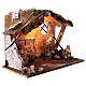 Nativity Scene stable with Holy Family, lights and fire 50x25x35 cm characters of 16 cm s5
