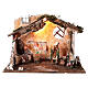 Capanna presepe con Natività 16 cm con luci e fuoco 50x25x35 s1