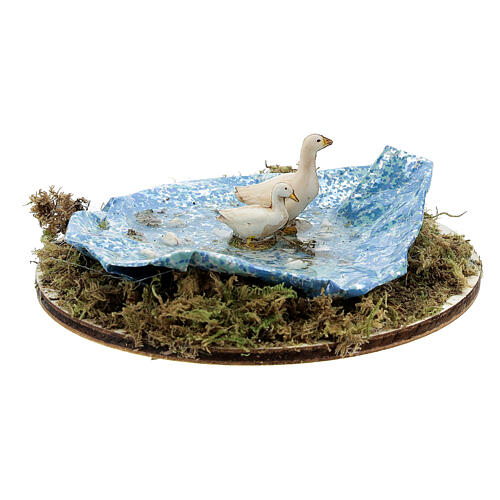 Miniature pond circular realistic water effect with geese Moranduzzo nativity 8-14 cm 1