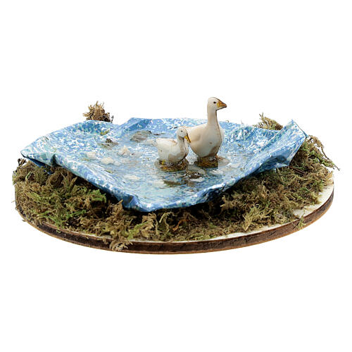 Miniature pond circular realistic water effect with geese Moranduzzo nativity 8-14 cm 3