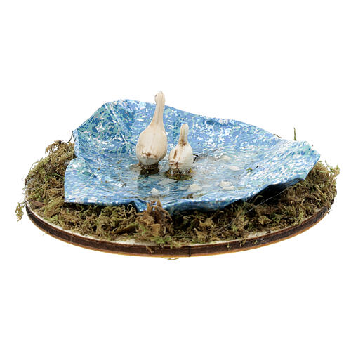 Miniature pond circular realistic water effect with geese Moranduzzo nativity 8-14 cm 4