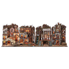 Ambientazione borgo modulare completo tempio presepe Napoli 10-14 cm 320x125x60 cm