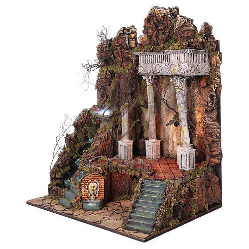Modular setting for Neapolitan Nativity Scene of 10-14 cm, village with temple, 320x125x60 cm 8
