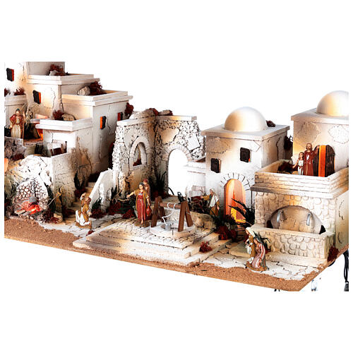 Palestinian Nativity Scene with fireplace, fountain and Moranduzzo's figurines of 10 cm 35x95x45 cm 8