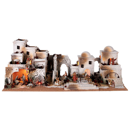 Belén completo palestino fuego fuente estatuas Moranduzzo 10 cm 35x95x45 1