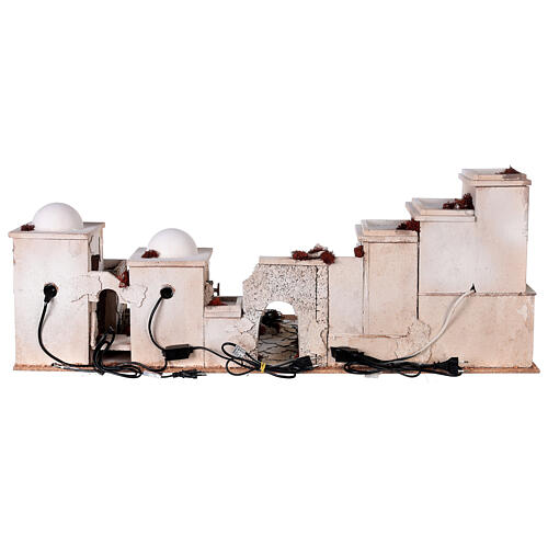 Kompletna szopka palestyńska z ogniem, fontanną i figurkami Moranduzzo 10 cm, 35x95x45 16