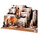 Aldeia estilo árabe com fogueira e fontanário figuras presépio Moranduzzo altura média 10 cm; medidas: 33x97x45 cm s6