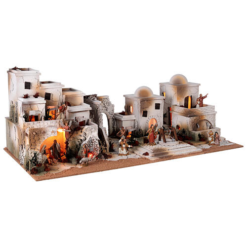 Palestinian Nativity Scene with fireplace, fountain for figurines of 10 cm 35x95x45 cm 3