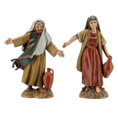 Palestinian Nativity Scene with fireplace, fountain for figurines of 10 cm 35x95x45 cm 12