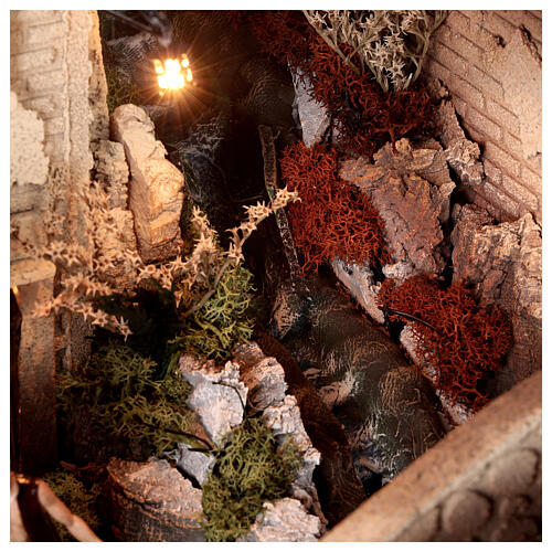 Nativity setting, hamlet with bridge and waterfall, for Moranduzzo's Nativity Scene of 10 cm, 45x80x45 cm 12