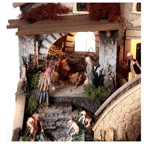 Borgo completo ponte fontana statue presepe Moranduzzo 10 cm 45x80x45 cm 2