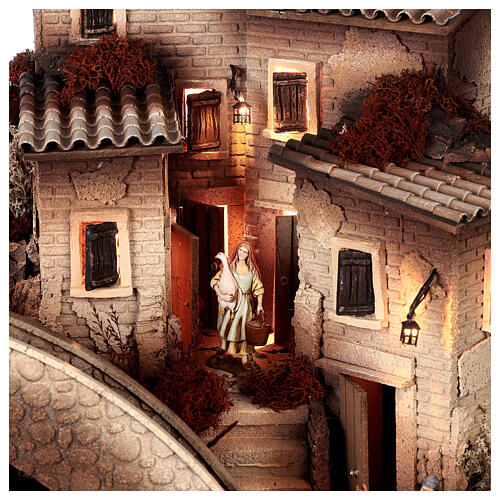 Borgo completo ponte fontana statue presepe Moranduzzo 10 cm 45x80x45 cm 4