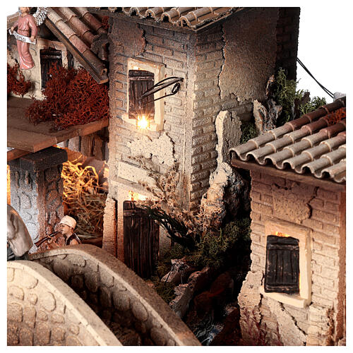 Borgo completo ponte fontana statue presepe Moranduzzo 10 cm 45x80x45 cm 9